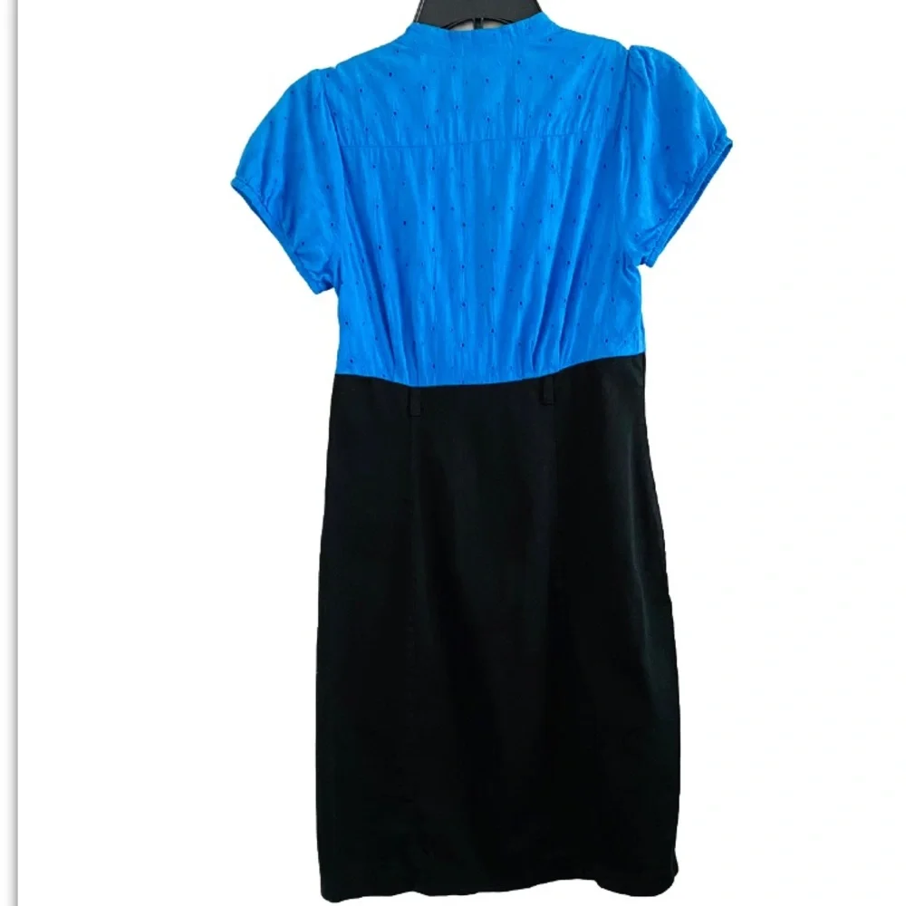 Trixxi Y2K Vintage Blue & Black Colorblock Fitted Dress Puff Sleeve Size 9 - Picture 2 of 8
